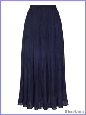 Women's Pleated Chiffon Maxi Skirt High Waist Flowy A-Line with Underskirt